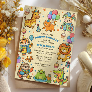 Invitation Fête d'anniversaire des 1 an au zoo pour tous les
