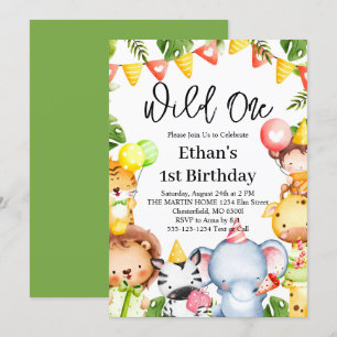 Invitation Fête d'anniversaire des 1 an sur le thème des Anim