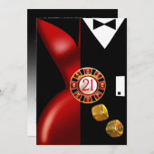 Invitation Fête d'anniversaire des 21 ans de couple Art Déco (Devant / Derrière)