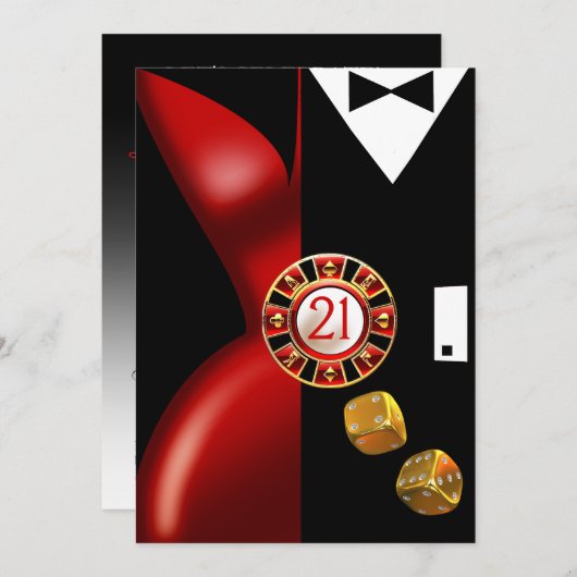 Invitation Fête d'anniversaire des 21 ans de couple Art Déco (Devant / Derrière)