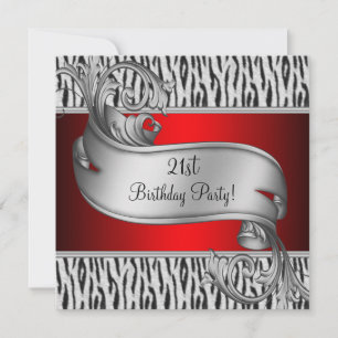Invitation Fête d'anniversaire des 21 ans de la femme Zèbre r