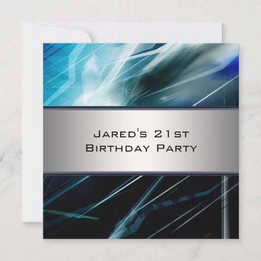 Invitation Fête d'anniversaire des 21 ans de l'homme abstrait (Devant)
