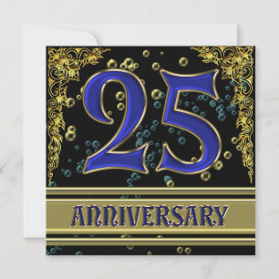 Invitation Fête d'anniversaire des 25 ans Black and Gold
