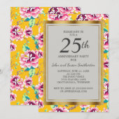 Invitation Fête d'anniversaire des 25 ans de mariage Jaune Mo (Devant / Derrière)