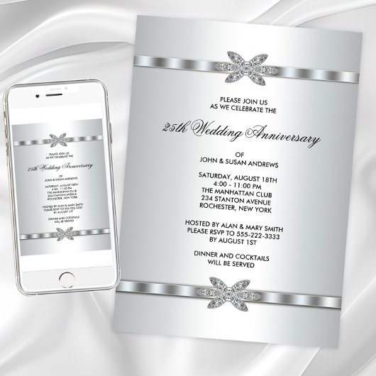 Invitation Fête d'anniversaire des 25 ans Silver Diamonds