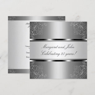 Invitation Fête d'anniversaire des 25 ans Silver Floral