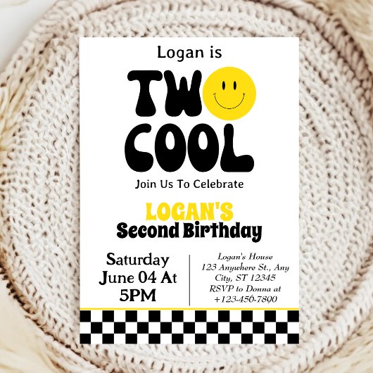 Invitation Fête d'anniversaire des 2 ans de Two Cool Boy