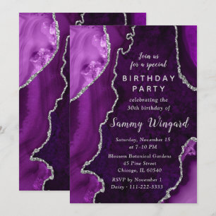 Invitation Fête d'anniversaire des 30 ans avec marbre agate v