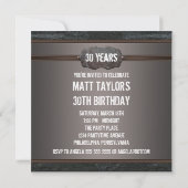 Invitation Fête d'anniversaire des 30 ans de l'homme en cuir (Dos)