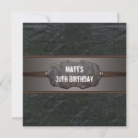 Invitation Fête d'anniversaire des 30 ans de l'homme en cuir (Devant)
