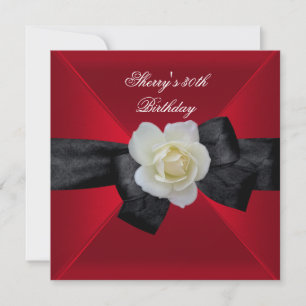 Invitation Fête d'anniversaire des 30 ans Red Black White Ros