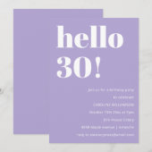 Invitation Fête d'anniversaire des 30 ans Typographie Moderne (Devant / Derrière)