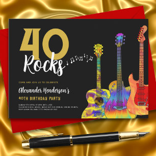 Invitation Fête d'anniversaire des 40 ans 40 Guitare Rocks