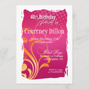 Invitation Fête d'anniversaire des 40 ans avec tourbillon ora