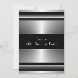 Invitation Fête d'anniversaire des 40 ans de l'homme en argen