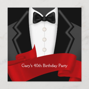 Invitation Fête d'anniversaire des 40 ans de l'homme en smoki