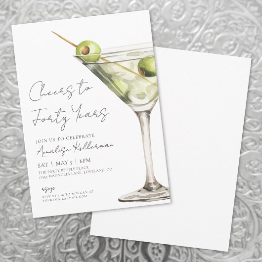 Invitation Fête d'anniversaire des 40 ans de Martini