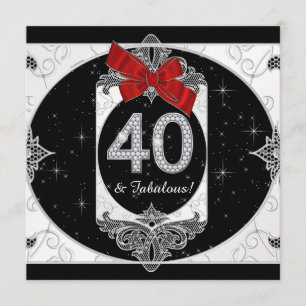 Invitation Fête d'anniversaire des 40 ans d'une femme en roug