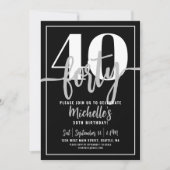 Invitation Fête d'anniversaire des 40 ans écriture moderne si (Devant)