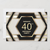 Invitation Fête d'anniversaire des 40 ans élégante noire et o (Dos)