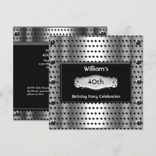 Invitation Fête d'anniversaire des 40 ans Homme Métal argenté