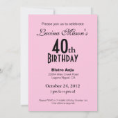 Invitation Fête d'anniversaire des 40 ans Zebra Fascination (Dos)