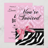 Invitation Fête d'anniversaire des 40 ans Zebra Fascination (Devant / Derrière)