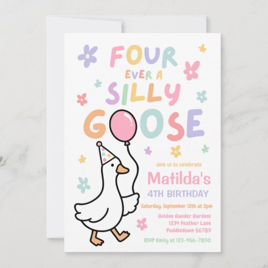 Invitation Fête d'anniversaire des 4 ans de Four Ever A Silly (Devant)