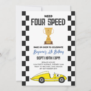 Invitation Fête d'anniversaire des 4 ans de la voiture de cou