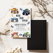 Invitation Fête d'anniversaire des 4 ans de Monster Trucks Be