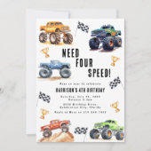 Invitation Fête d'anniversaire des 4 ans de Monster Trucks Be (Devant)