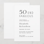 Invitation Fête d'anniversaire des 50 ans 50 et Fabuleux (Devant / Derrière)