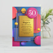 Invitation Fête d'anniversaire des 50 ans Abstrait Or Rose (Debout devant)