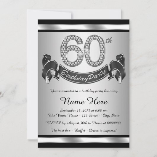 Invitation Fête d'anniversaire des 50 ans Black Silver (Devant)