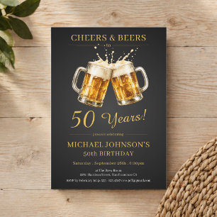 Invitation Fête d'anniversaire des 50 ans Cheers and Beers é