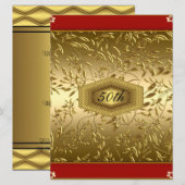 Invitation Fête d'anniversaire des 50 ans de design or (Devant / Derrière)