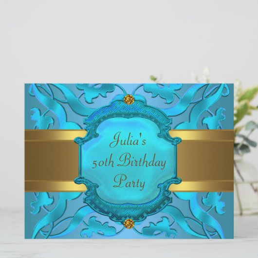 Invitation Fête d'anniversaire des 50 ans de femme Or Sarcell (Debout devant)