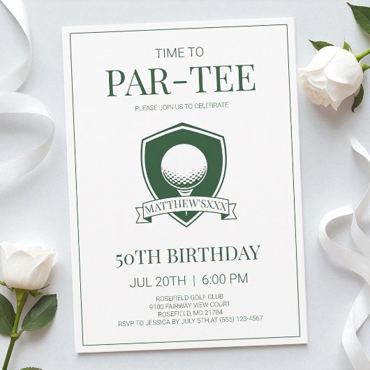 Invitation Fête d'anniversaire des 50 ans de golf Par-Tee Gre