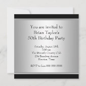 Invitation Fête d'anniversaire des 50 ans de l'homme argent n (Dos)