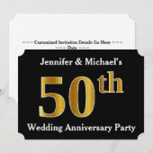 Invitation Fête d'anniversaire des 50 ans de mariage de style (Devant / Derrière)