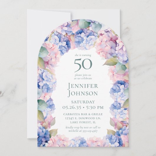 Invitation Fête d'anniversaire des 50 ans des Hortensias (Devant)