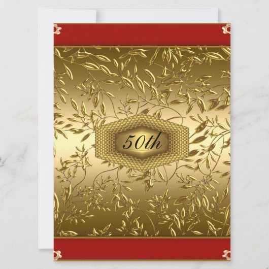 Invitation Fête d'anniversaire des 50 ans design or (Devant)