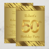 Invitation Fête d'anniversaire des 50 ans d'homme (Devant / Derrière)