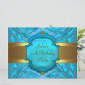 Invitation Fête d'anniversaire des 50 ans d'une femme or sarc (Debout devant)