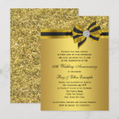 Invitation Fête d'anniversaire des 50 ans Élégant Ruban doré (Devant / Derrière)