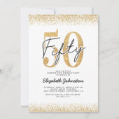Invitation Fête d'anniversaire des 50 ans Élégante Or (Devant)