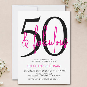 Invitation Fête d'anniversaire des 50 ans Fifty et Fabuleux