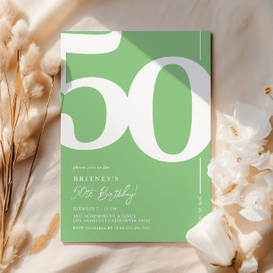 Invitation Fête d'anniversaire des 50 ans Green Fifty