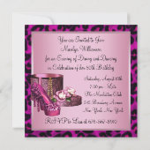 Invitation Fête d'anniversaire des 50 ans Hot Pink Leopard (Dos)