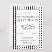 Invitation Fête d'anniversaire des 50 ans moderne noir et bla (Devant)